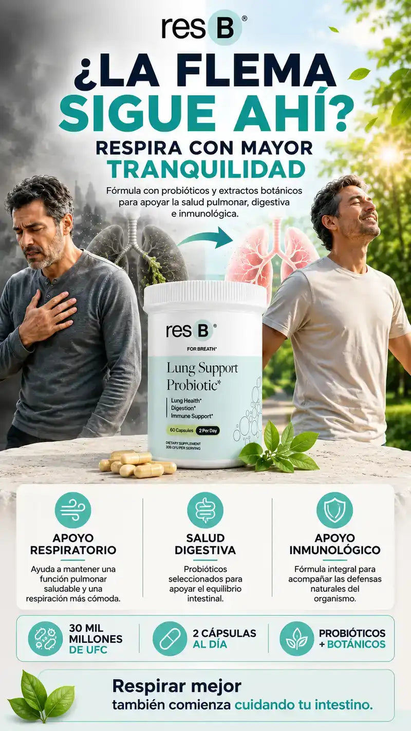 resB Lung Support Probiotic Apoyo respiratorio, digestivo e inmune