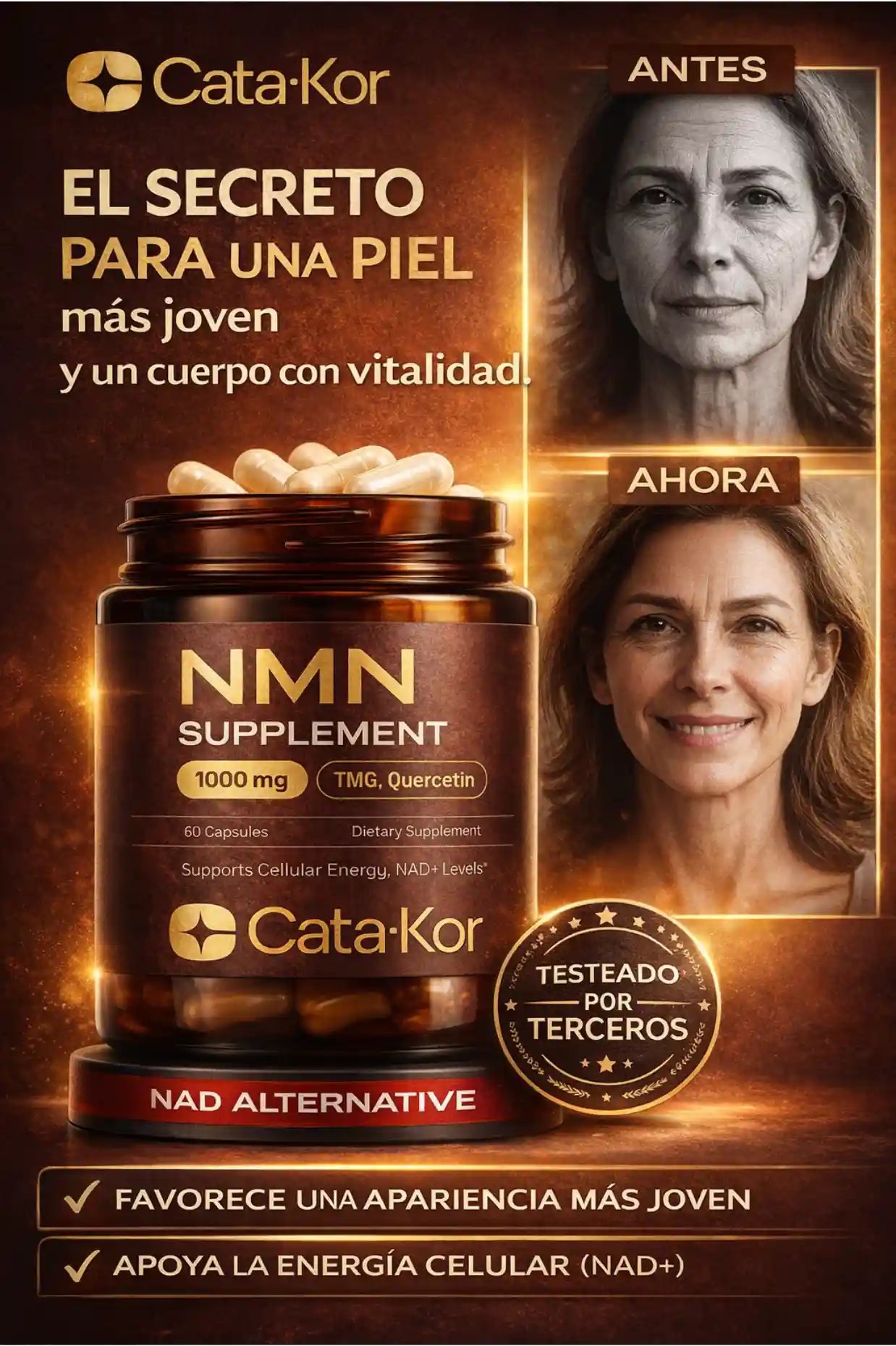 Cata-Kor NMN 1000mg con TMG y Quercetina Energía Celular