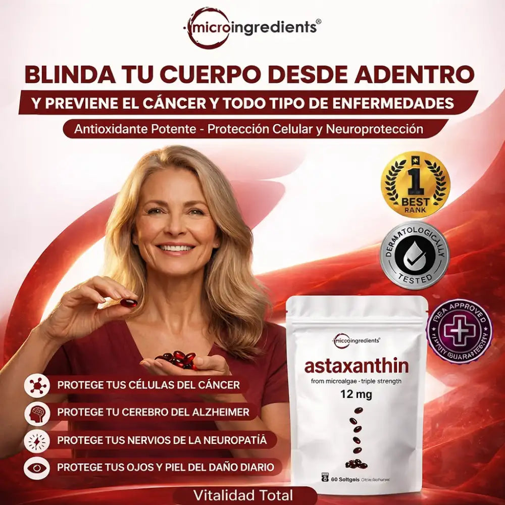 Astaxanthin 12 mg Protección Antioxidante Celular Avanzada