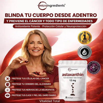 Astaxanthin 12 mg Protección Antioxidante Celular Avanzada