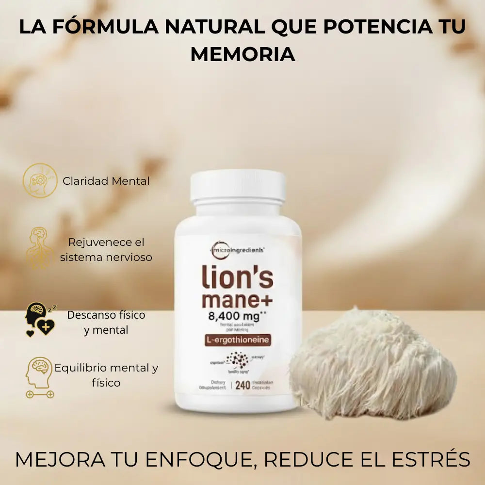 Melena de León en Capsulas  Enfoque mental y claridad diaria