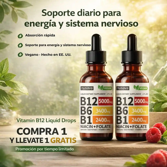 .Vitamina B12 Líquida Promo 2x1 Absorción rápida para un rendimiento inmediato