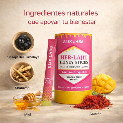 Her-Lajit™ Barritas de Miel para Energía y Equilibrio Femenino