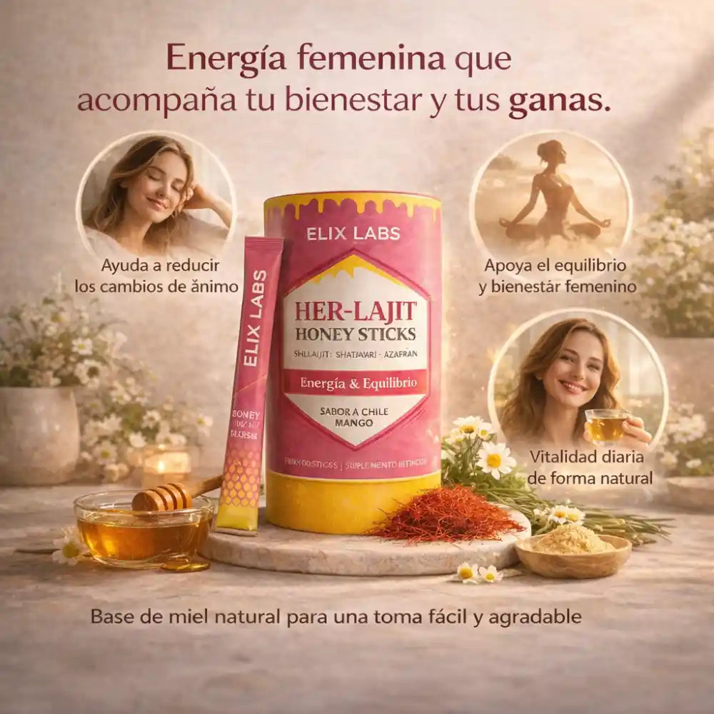 Her-Lajit™ Barritas de Miel para Energía y Equilibrio Femenino