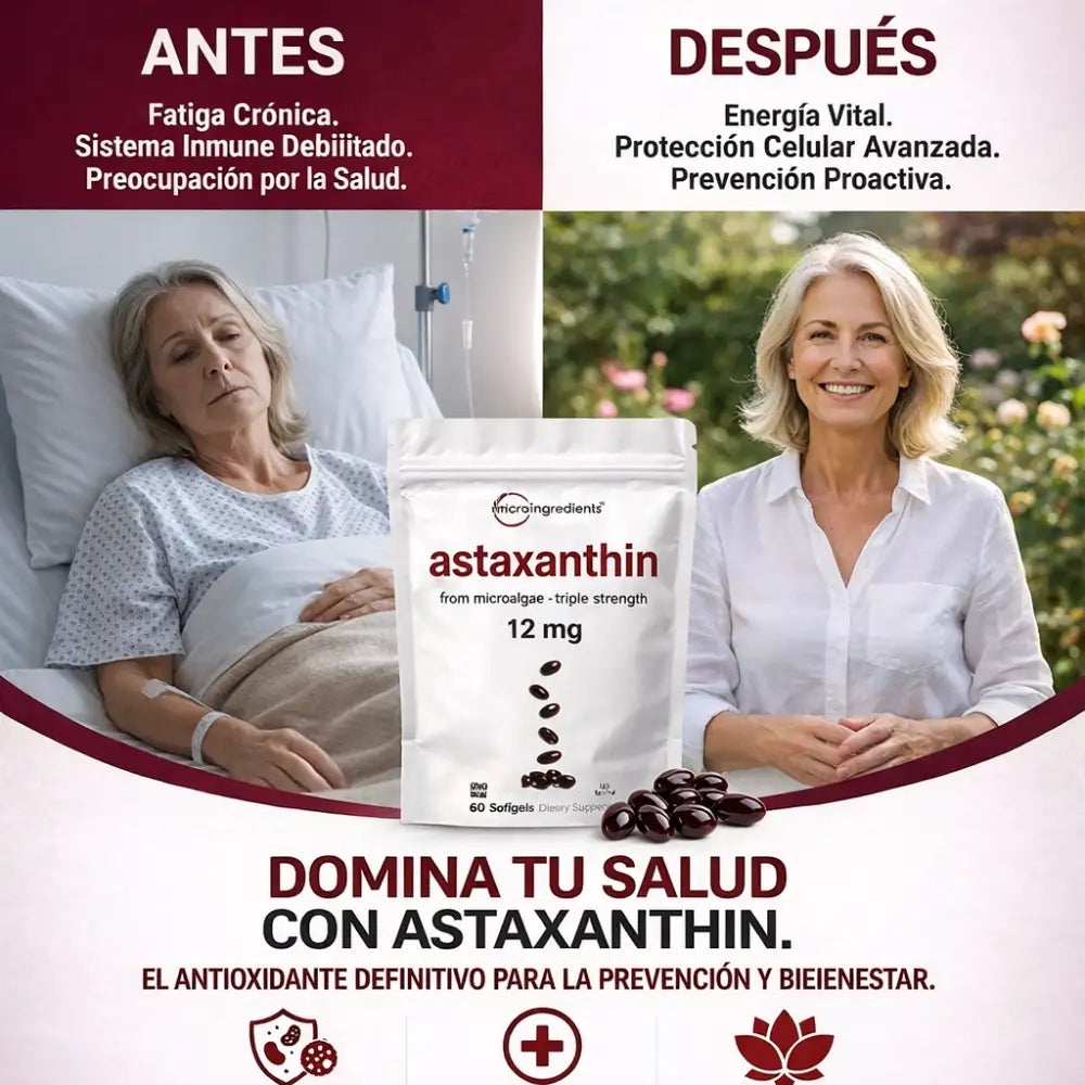 Astaxanthin 12 mg Protección Antioxidante Celular Avanzada