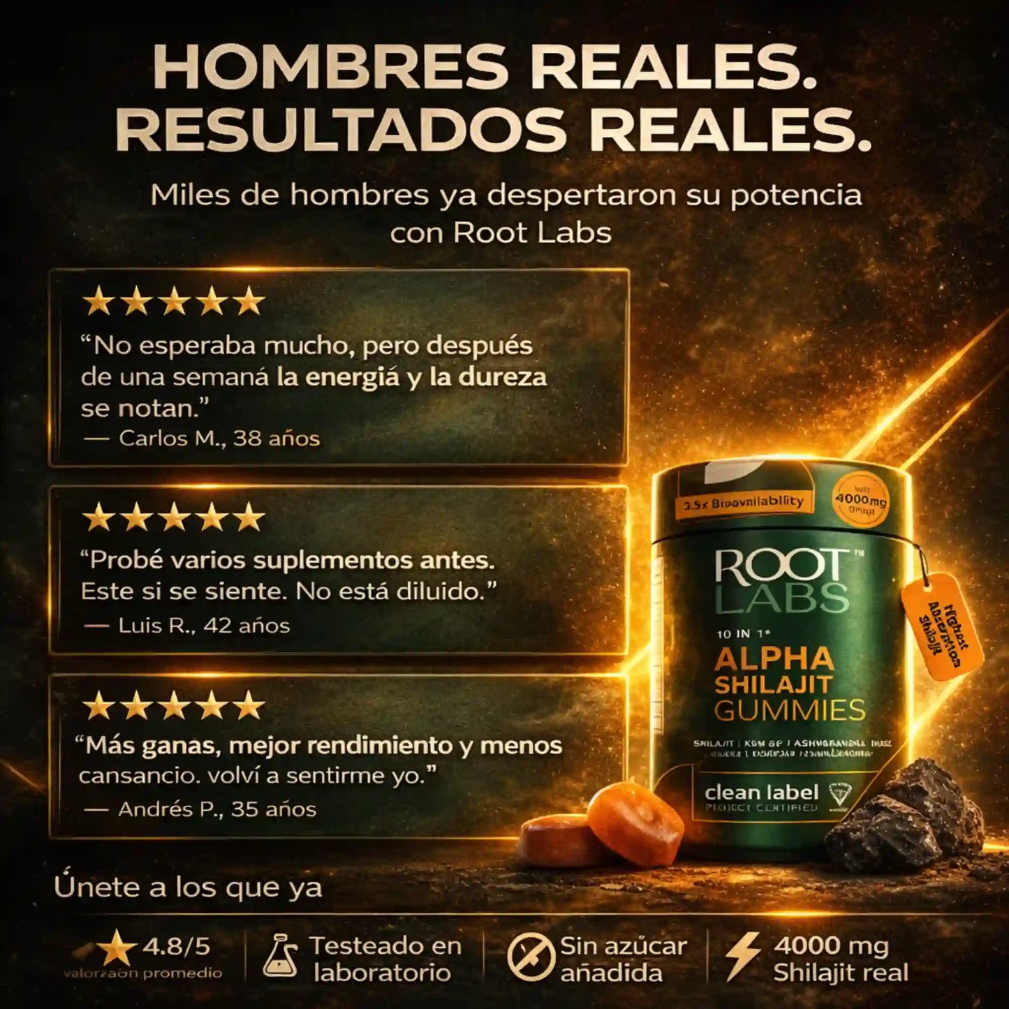 Root Labs Alpha Gummies Potencia Masculina y Energía Diaria