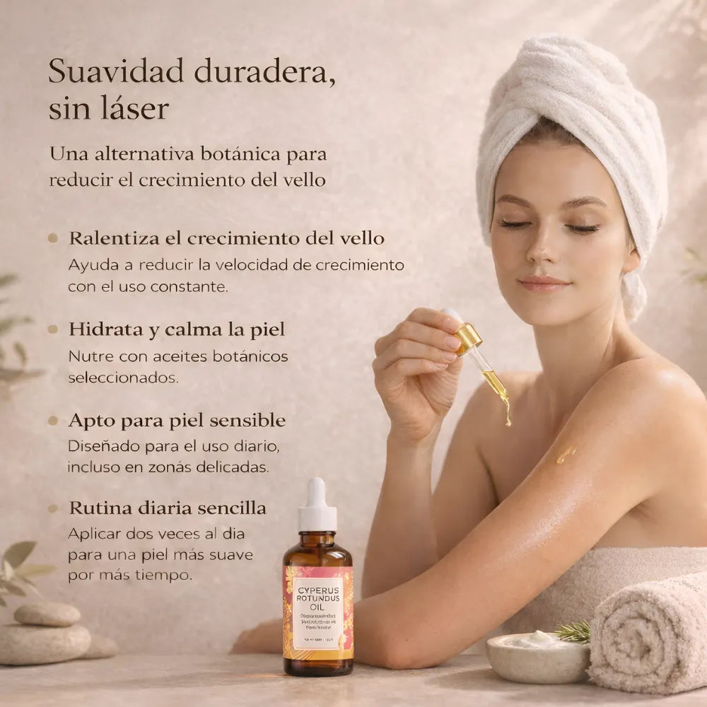 Aceite de Cyperus Rotundus para Reducir el Vello Naturalmente