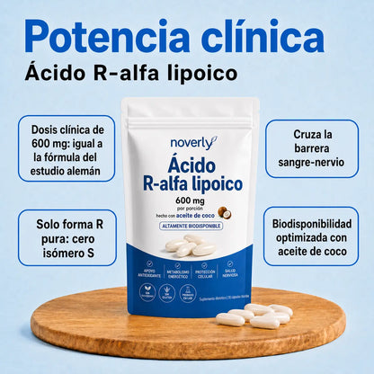 Noverly Ácido R-alfa Lipoico 600mg Apoya tu Azúcar y tus Nervios
