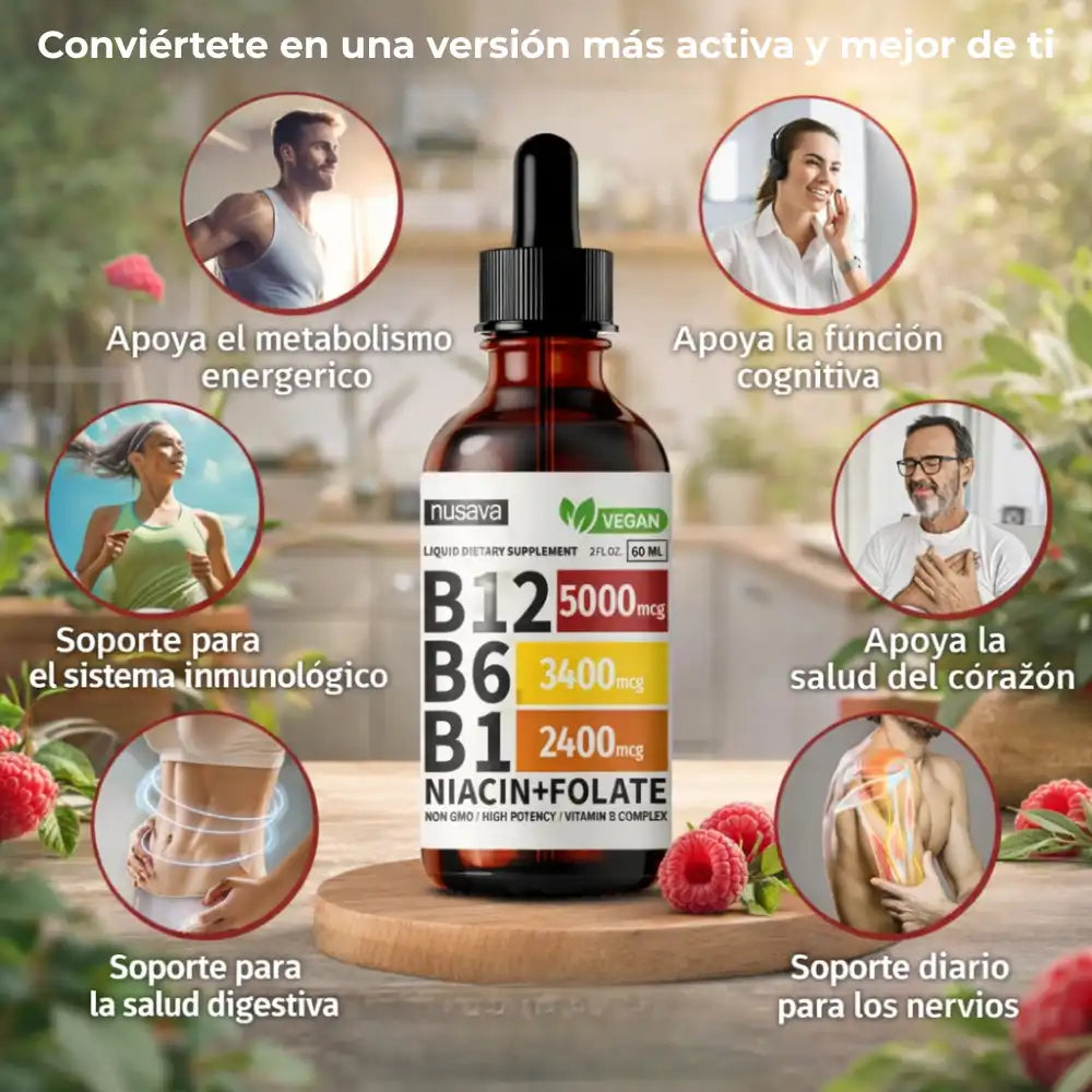 .Vitamina B12 Líquida Promo 2x1 Absorción rápida para un rendimiento inmediato