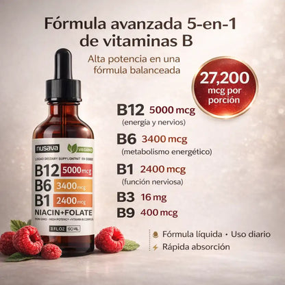 .Vitamina B12 Líquida Promo 2x1 Absorción rápida para un rendimiento inmediato