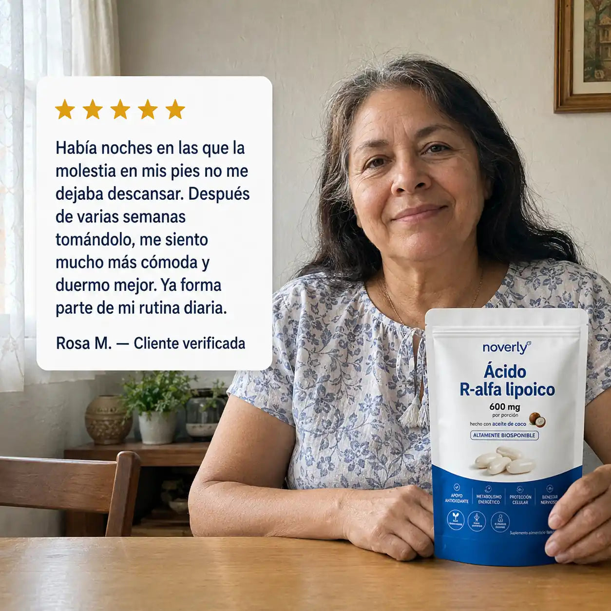Noverly Ácido R-alfa Lipoico 600mg Apoya tu Azúcar y tus Nervios