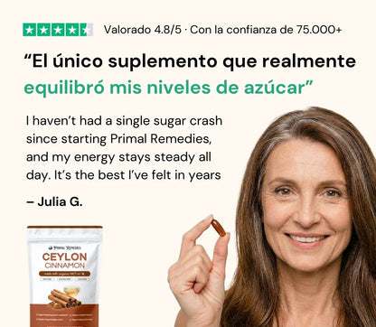 Ceylon Cinnamon equivalente a 7,200 mg con Aceite MCT