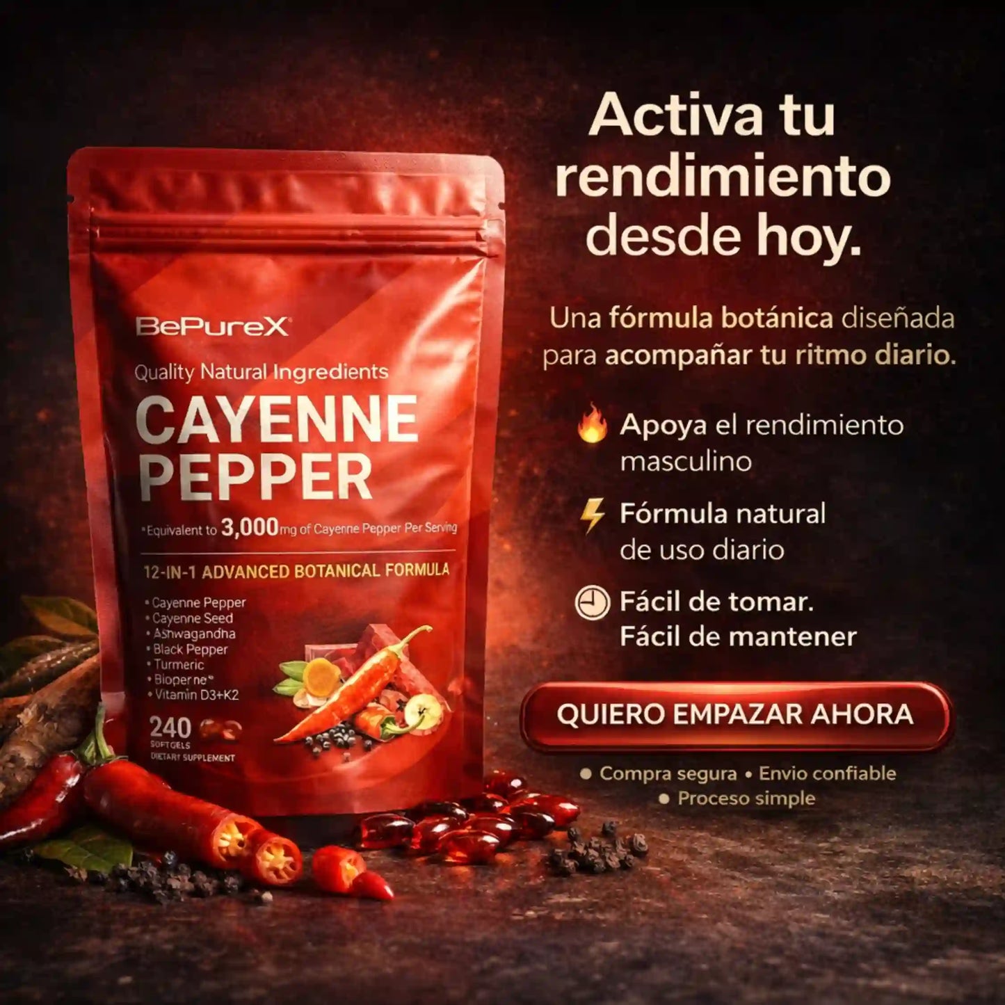 BePureX Cayenne Energía y rendimiento diario que se sienten desde dentro