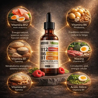 .Vitamina B12 Líquida Promo 2x1 Absorción rápida para un rendimiento inmediato