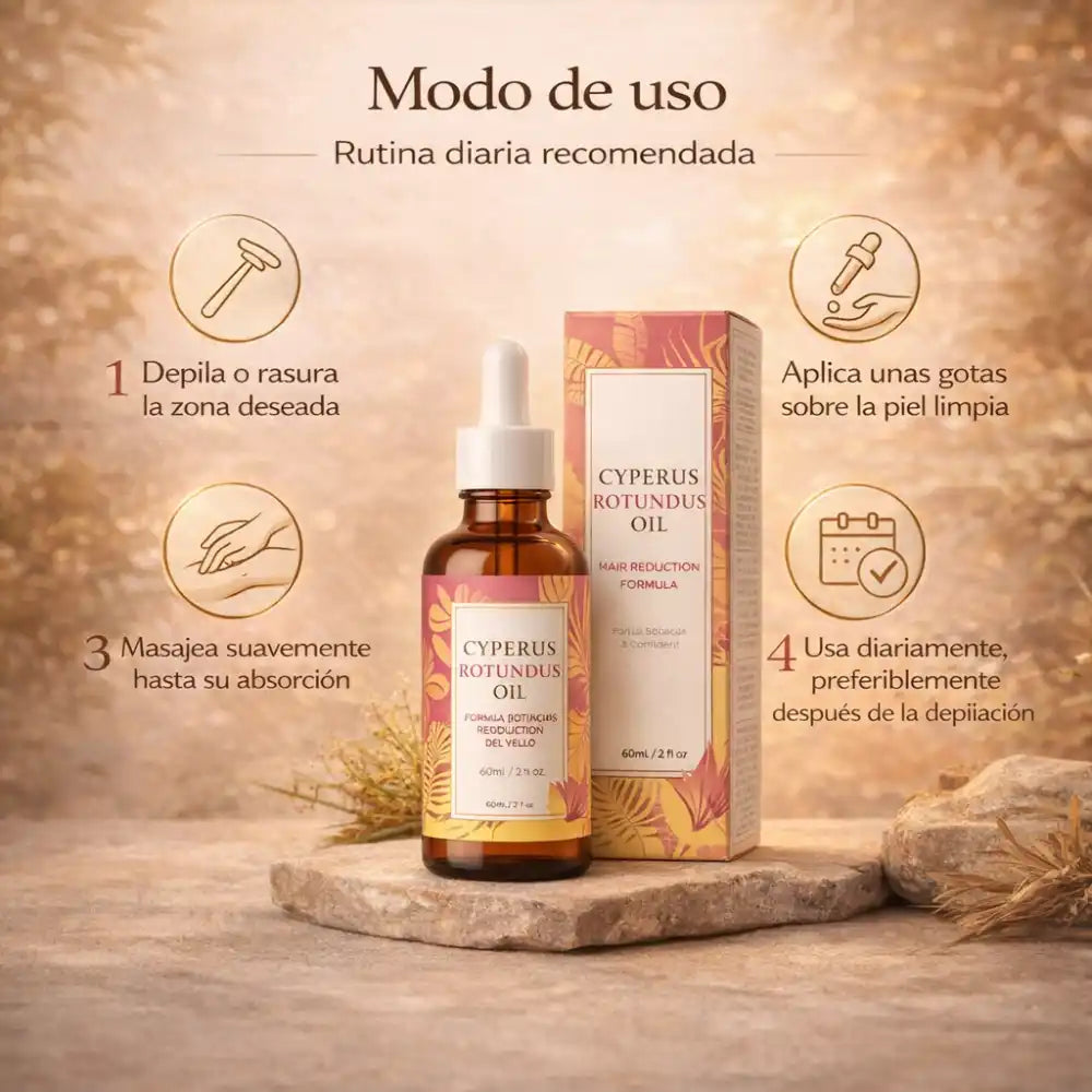 Aceite de Cyperus Rotundus para Reducir el Vello Naturalmente
