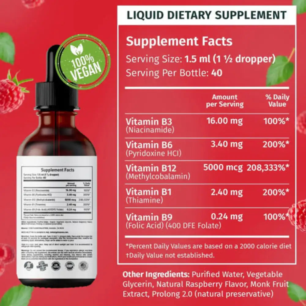 .Vitamina B12 Líquida Promo 2x1 Absorción rápida para un rendimiento inmediato