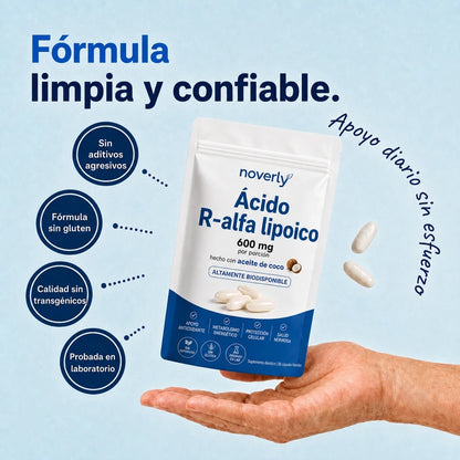 Noverly Ácido R-alfa Lipoico 600mg Apoya tu Azúcar y tus Nervios