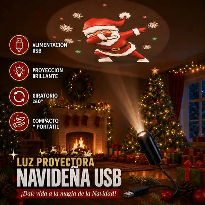 Proyector LED Navideño USB con 10 Diseños Intercambiables
