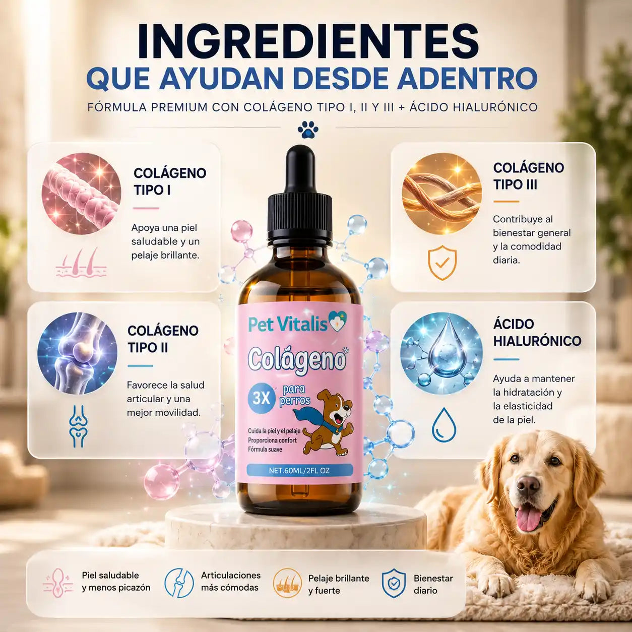 Collagen Drops — Piel Sana, Pelaje Brillante y Articulaciones Fuertes