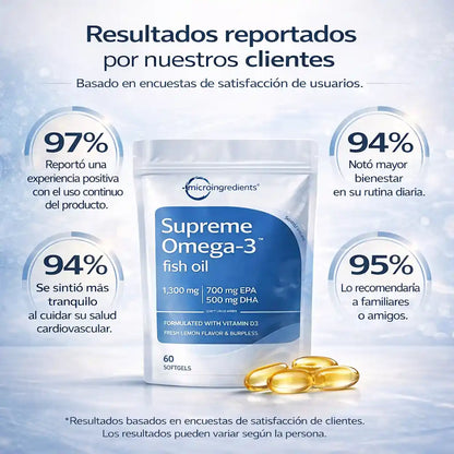 Supreme Omega-3 Fish Oil rTG  Alta concentración para corazón y bienestar diario