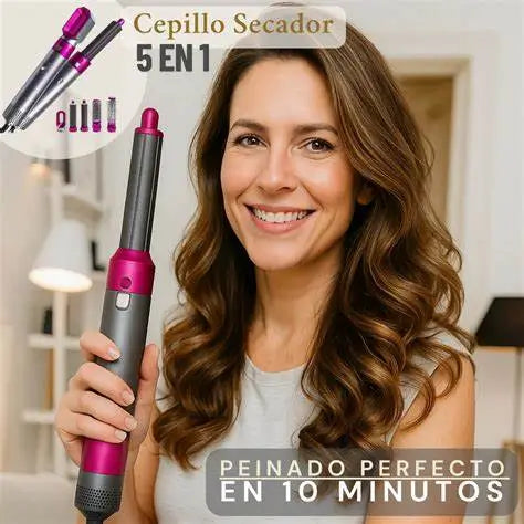 ¡Cepillo secador 5 en 1 transforma tu cabello!