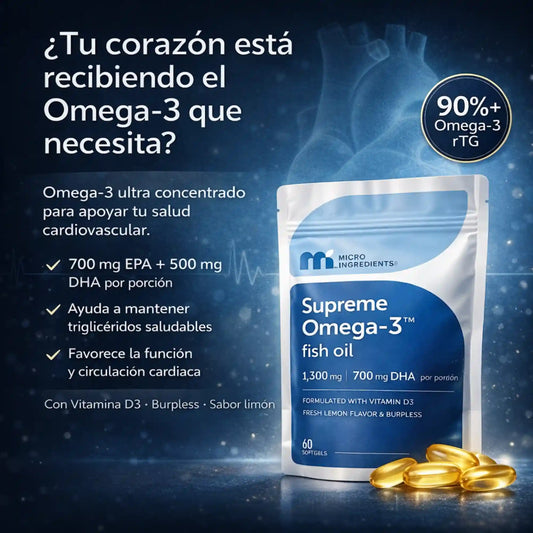 Supreme Omega-3 Fish Oil rTG  Alta concentración para corazón y bienestar diario