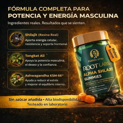 Root Labs Alpha Gummies Potencia Masculina y Energía Diaria