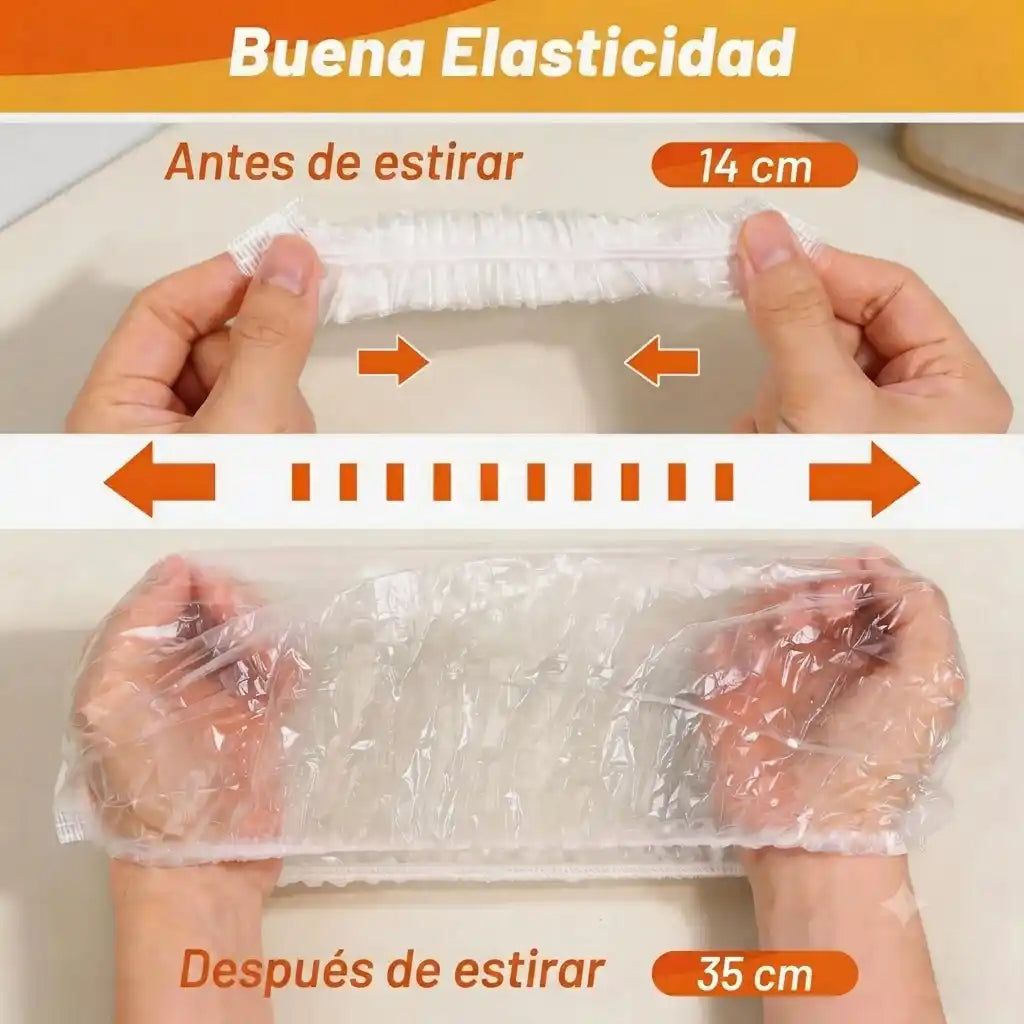 Tapas Elásticas Reutilizables (Pack x100) — Conserva la Frescura y Aísla Olores