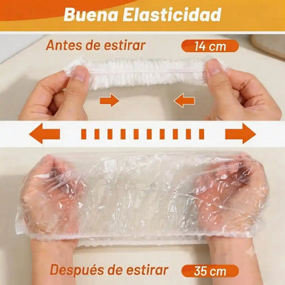 Tapas Elásticas Reutilizables (Pack x100) — Conserva la Frescura y Aísla Olores