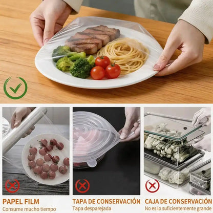 Tapas Elásticas Reutilizables (Pack x100) — Conserva la Frescura y Aísla Olores