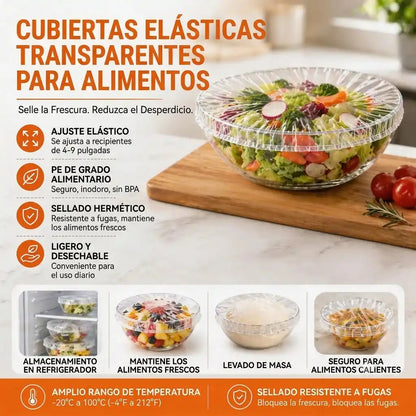 Tapas Elásticas Reutilizables (Pack x100) — Conserva la Frescura y Aísla Olores