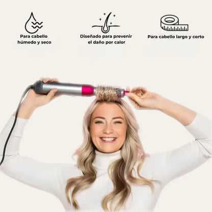 ¡Cepillo secador 5 en 1 transforma tu cabello!