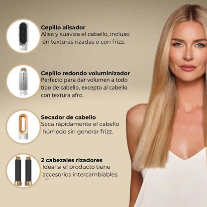 ¡Cepillo secador 5 en 1 transforma tu cabello!