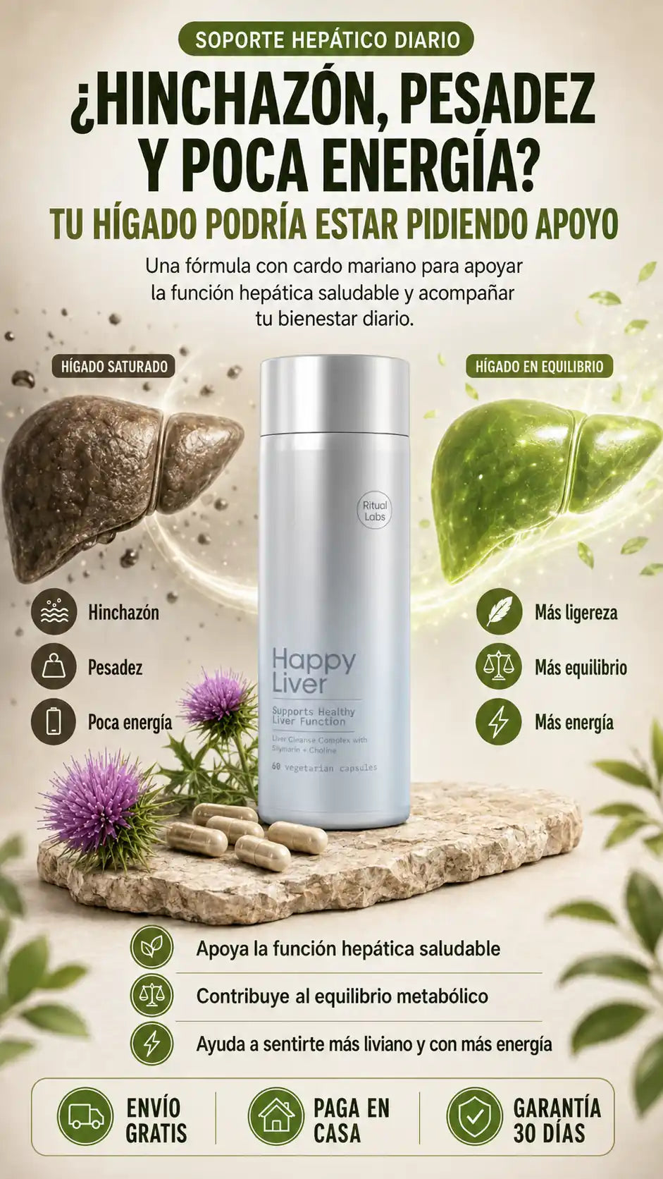 Happy Liver | Apoyo Hepático con Cardo Mariano, NAC y Colina